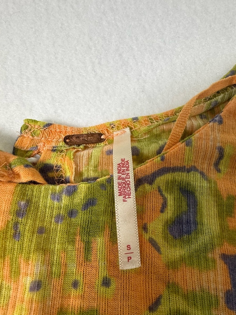 Free People Yellow Floral Boho Tunic with Green Accents - Picture 5 of 6